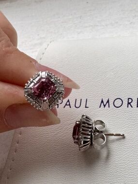 Paul Morelli Pink Spinel and Diamond Stud Earrings in 18K White Gold